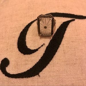 Antique Camphor Glass Sterling Silver Ring
